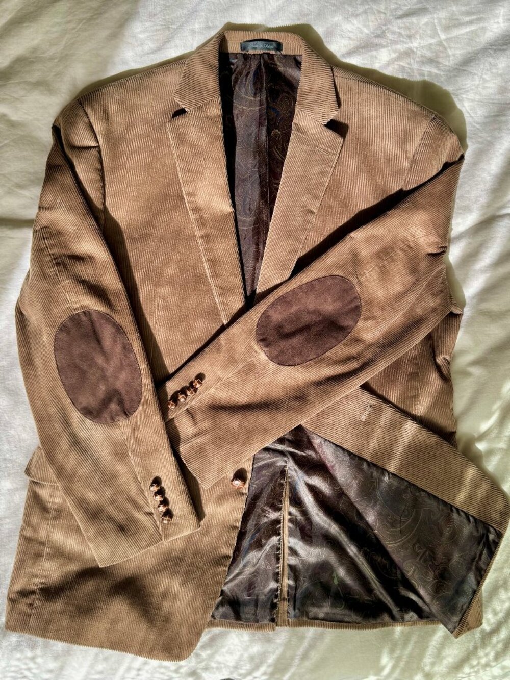 Lauren Ralph Lauren Corduroy Blazer Sport Coat | 44R | Tan | Suede Elbow Patches